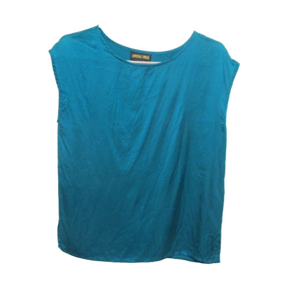 ROYAL SILK 100% Silk Teal Blue Sleeveless Top Tank Cami Size S/M Petite